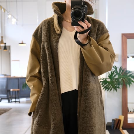 VACHEMENT  Taffeta X Boa Reversible Coat