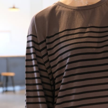 BATONER  Men   TENCEL CASHMERE BORDER LONG SLEEVE    BN-24FM-003