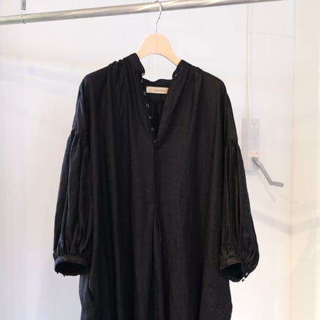 suzuki takayuki 　puff-sleeve dress　navy　S221-20