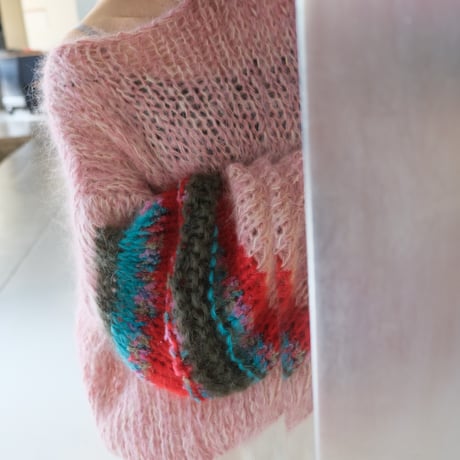 LES TRICOTSD'O　レトリコドール    Mohair Pullover Round Neck  Pink Melange
