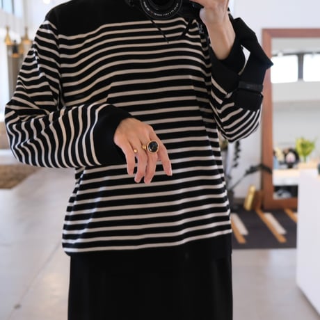 BATONER  Woman   CELLULOSE CASHMERE BORDER LONG SLEEVE    BN-24FL-001