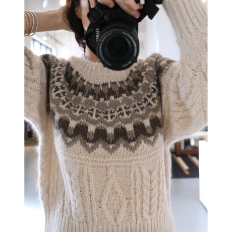BATONER Woman MOHAIR NORDICK CREW NECK