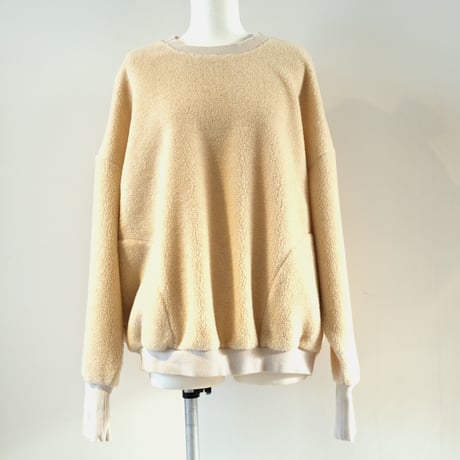 HARVESTY  　BOA FLEECE EGG PULLOVER　  BEIGE