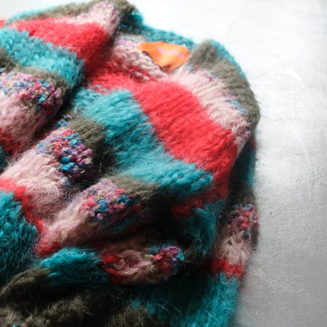 LES TRICOTS D’O    モヘヤ ショートカーディガン 　pink melange striped　H-AW23-M-4000-CS-STR