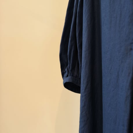 suzuki takayuki 　puff-sleeve dress　navy　S221-20