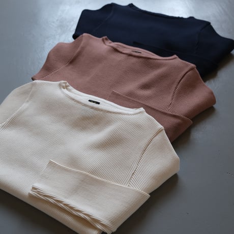 BATONER　SUVINGOLD RIB BOAT NECK PULLOVER   BN-21FL-005