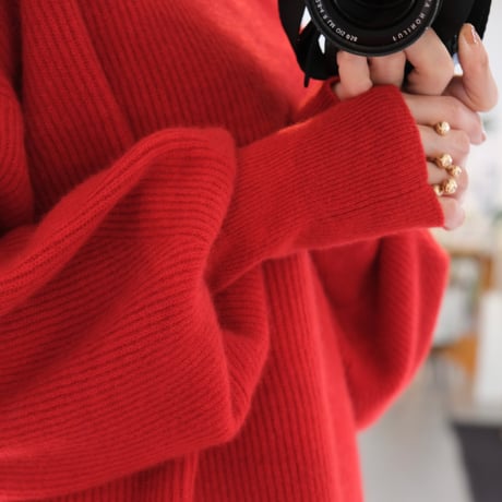 BATONER Woman CASHMERE FOX BOAT NECK FINGERHALL
