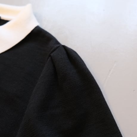 SINME    バイカラーポロニット    S21-AW-10-01    ブラック × ホワイト