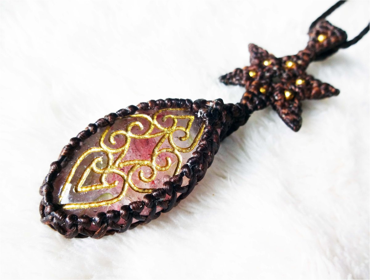 アイヌガラスの星編みペンダント✳pink✳ | EZO GLASS