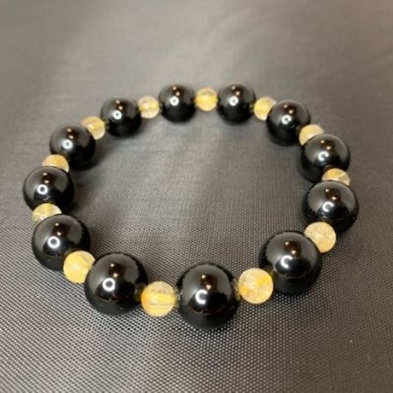 黒水晶モリオンとゴールドルチルクォーツのブレスレット 15cm 黒水晶モリオンとゴールドルチルクォーツのブレスレット 15cm