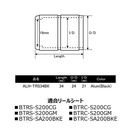 トラウトリールシート用グリップ[ALH-TRS34BK]
