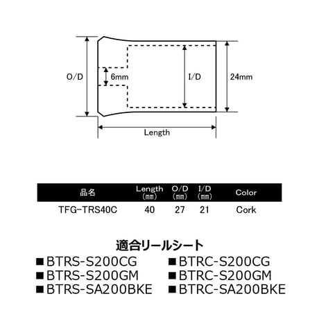 トラウトリールシート用グリップ[TFG-TRS40C]