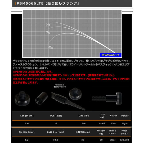 PBM5066LTE(振出しブランク)エンドキャップ付き