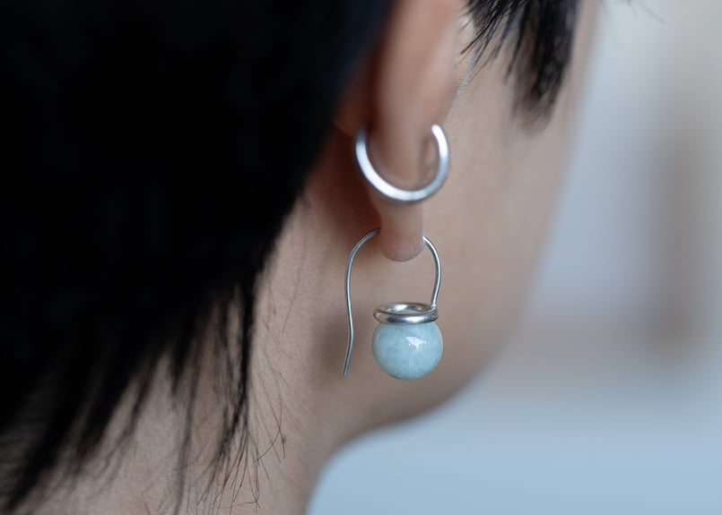 akari K18ブルーレースメノウピアス ペア | cerchio 