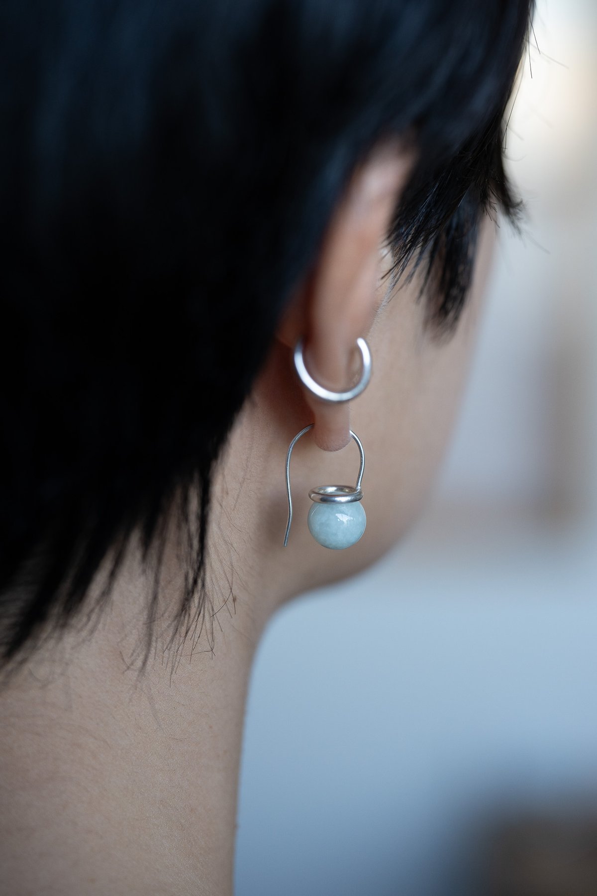 akari K18ブルーレースメノウピアス ペア | cerchio