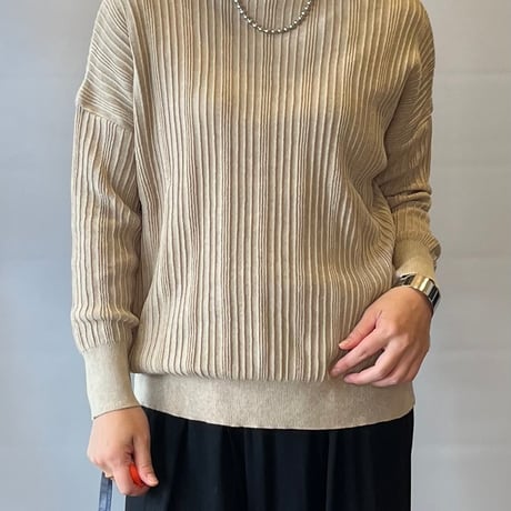 NARU 浅V開きワイドリブニット