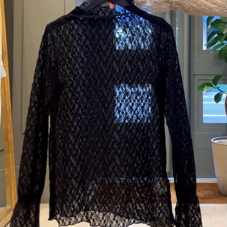 Maglia plus レースハイネックトップス