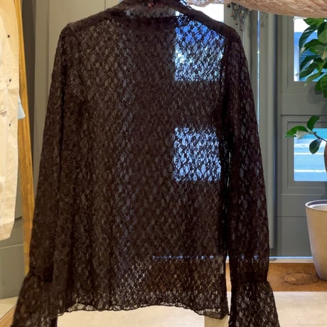 Maglia plus レースハイネックトップス