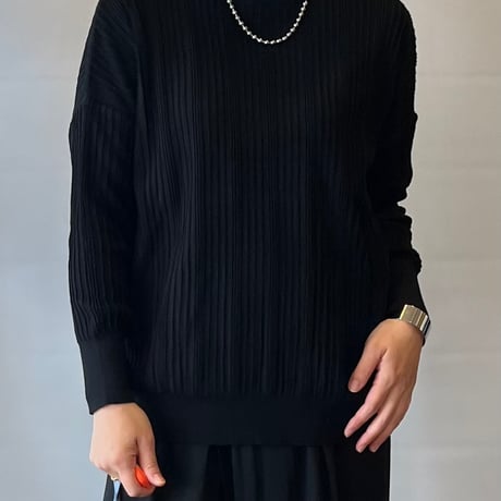 NARU 浅V開きワイドリブニット