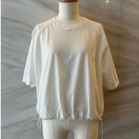 MAXOU天竺&コットンローン/ドローストリング付五分袖Tシャツ