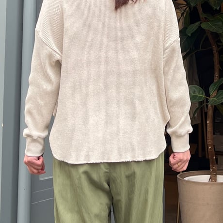cafune ワッフルクルーネックトップス