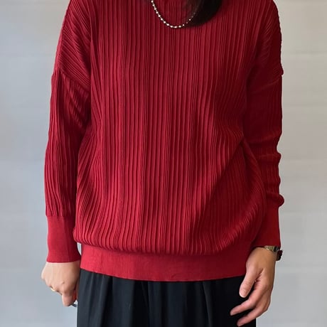 NARU 浅V開きワイドリブニット