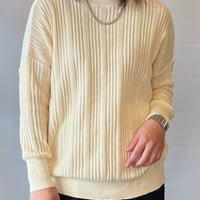 NARU 浅V開きワイドリブニット