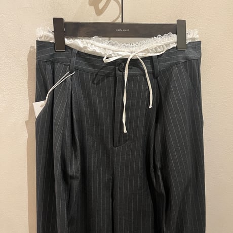 lovint ストライプワイドパンツ レースショートパンツ付き