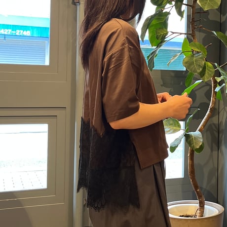 tricot tricot レースドッキングTシャツ