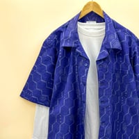 【L,3Lサイズ】KIMONOカジュアルシャツ半袖　青碧