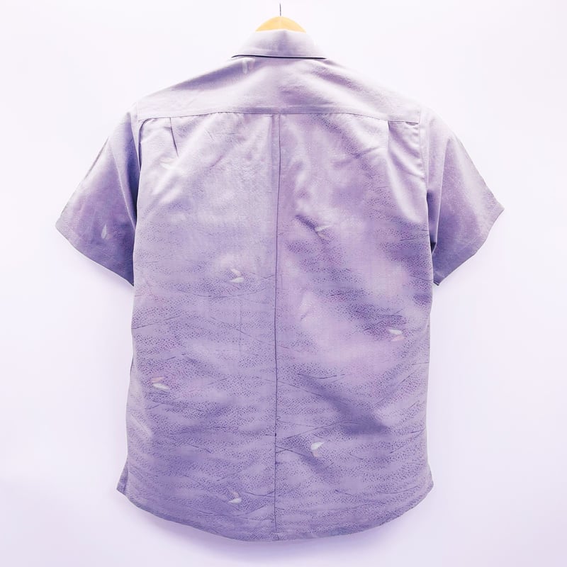 洗濯機洗いOK【メンズM 】KIMONOオープンカラーシャツ半袖 藤紫