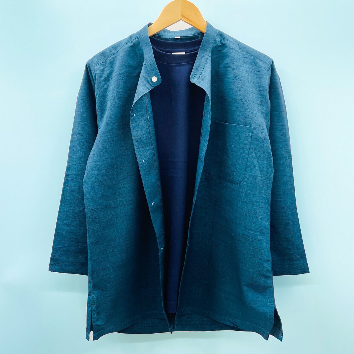 メンズL】信州上田紬KIMONOスタンドカラーシャツ | 128corner 