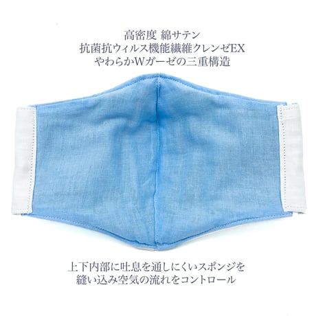 【大人サイズ】めがね専用　曇りにくい抗菌抗ウィルス機能洗える布立体マスク 　花粉対策ver.