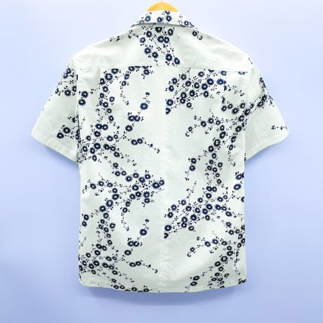 洗濯機洗いOK【メンズ M】YUKATAオープンカラーシャツ半袖　連花