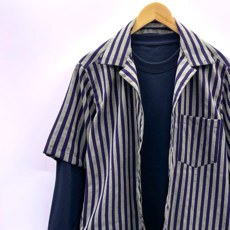 【M,Lサイズ】KIMONOカジュアルシャツ半袖　深瑠璃
