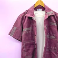 【S,Mサイズ】KIMONOカジュアルシャツ半袖　藤摘