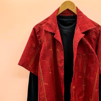 【Lサイズ】KIMONOカジュアルシャツ半袖　朱煌