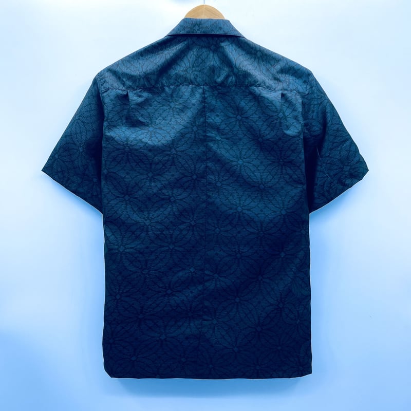 メンズL】大島紬オープンカラーシャツ半袖 藍群青 | 128corner