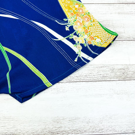 【レディースL】シルク100％KIMONO  Tブラウス 芝草文様
