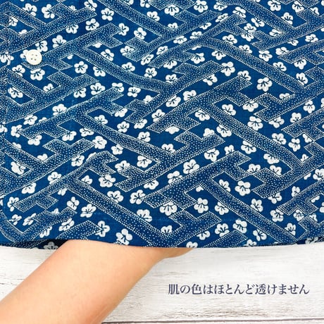洗濯機洗いOK【メンズL】KIMONOオープンカラーシャツ半袖　藍紗綾
