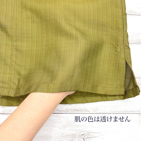 【メンズLL】シルク100%KIMONOオープンカラーシャツ半袖   碧朽葉