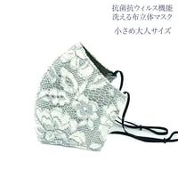 【小さめ大人サイズ】抗菌抗ウィルス機能洗える布立体マスク　アネモネ　アッシュグレイ