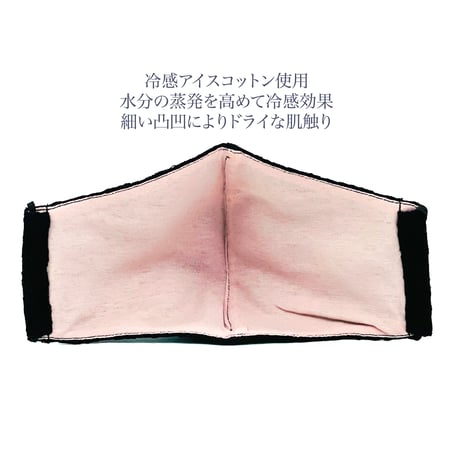 【大きめ大人サイズ】冷感アイスコットン　抗菌抗ウィルス機能洗える布立体マスク 　ブラックレース