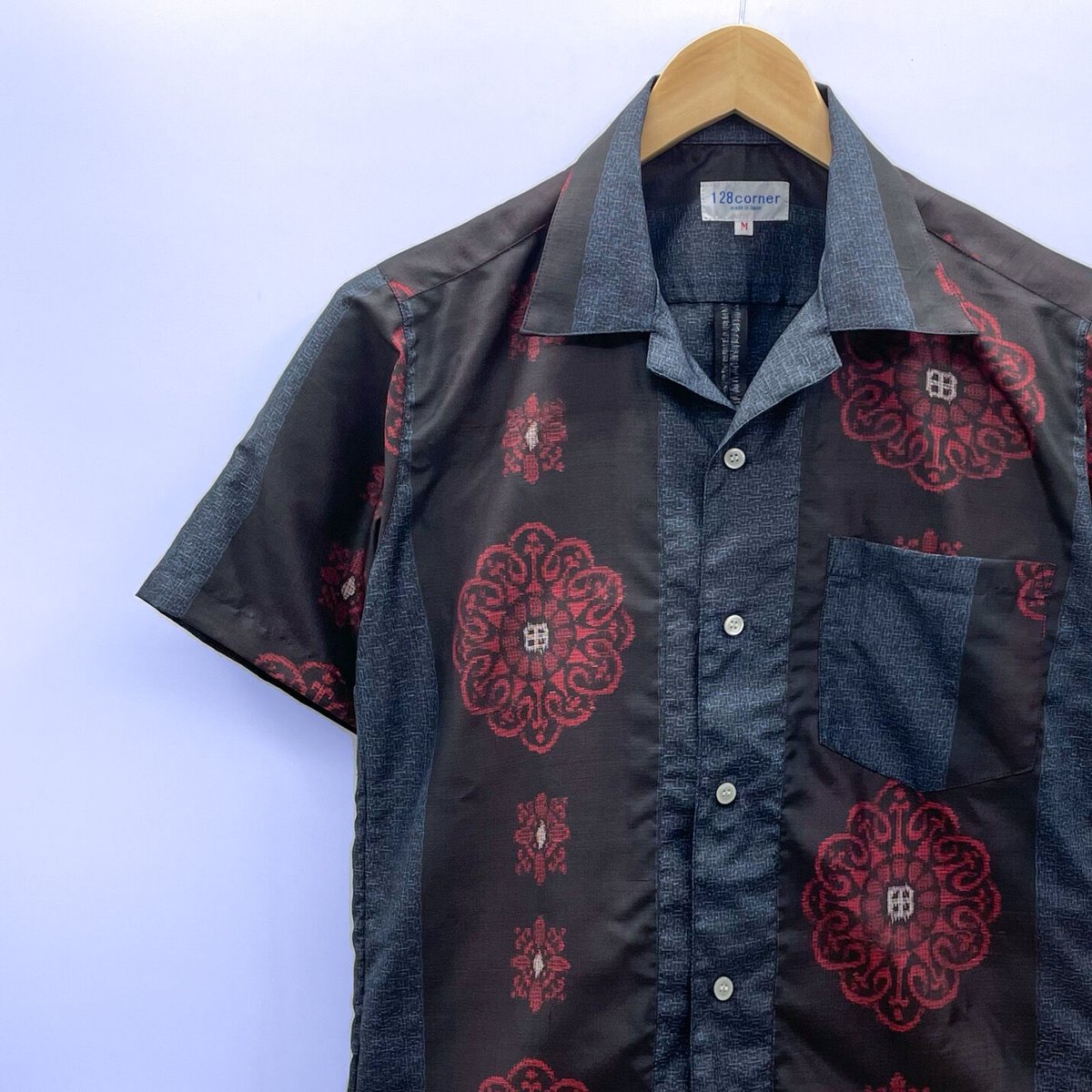 島さん　専用ページ メンズM】大島紬オープンカラーシャツ半袖 深朱花 | 128corner