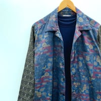 メンズ3L】大島紬シルク100%KIMONOオープンカラーシャツ半袖 鉄