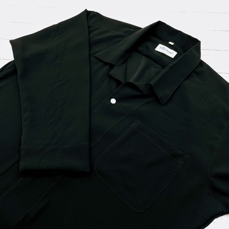 ブラック オープンカラーシャツ ラグスタイル LUXSTYLE 無地開襟半袖シャツ/オープンカラー