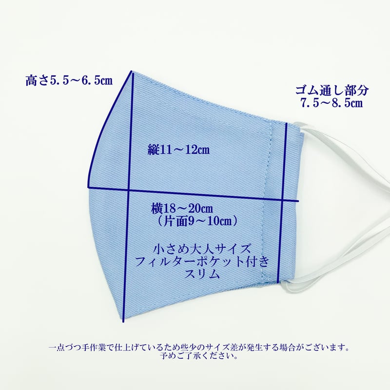 小さめ大人サイズ】フィルターポケット付きスリム 抗菌抗ウィルス機能 