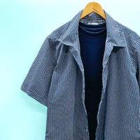 洗濯機洗いOK【LLサイズ】KIMONOカジュアルシャツ半袖　風縞