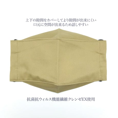【大人サイズ】抗菌抗ウィルス機能洗える布BOX型マスク　ブランセピア