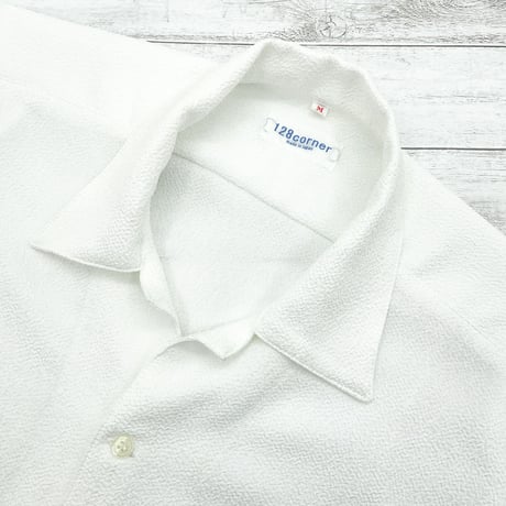 洗濯機洗いOK【男女兼用メンズM　レディースL】ちりめん織オープンカラーシャツ